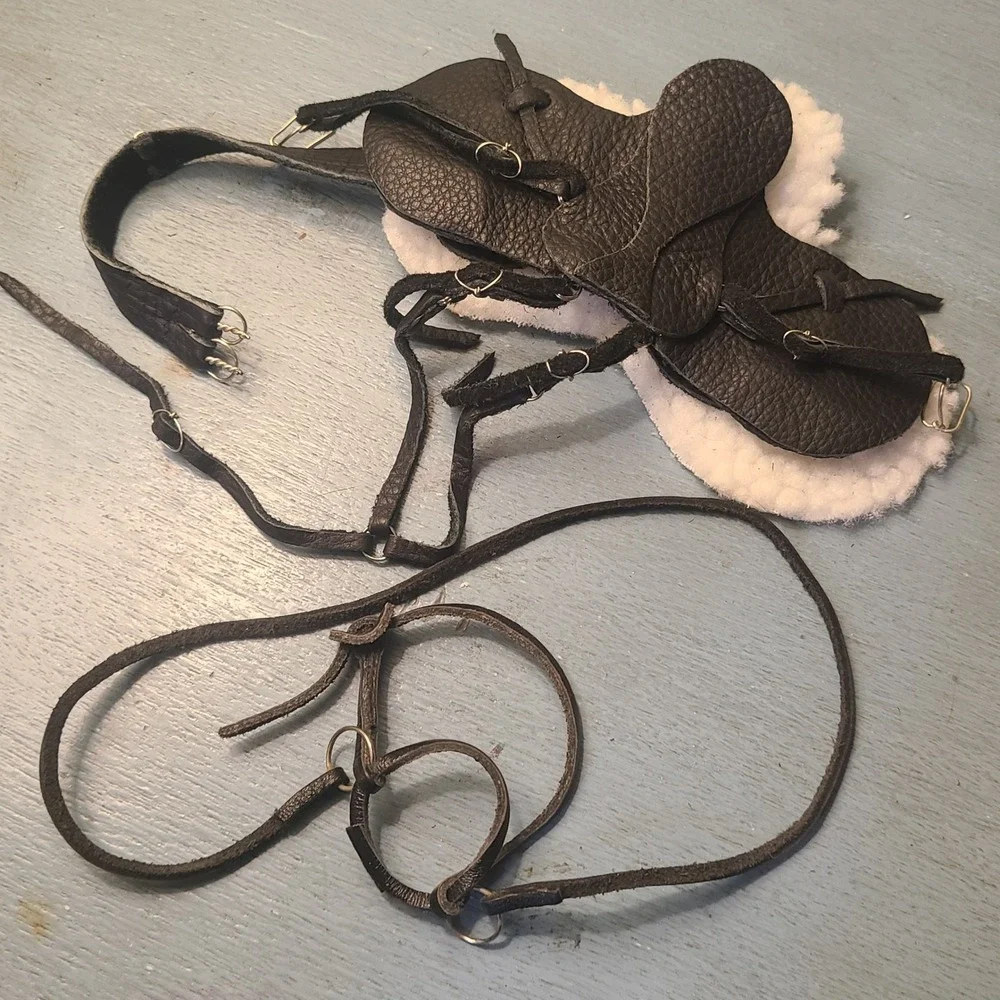 Handmade English Tack Set Traditional Scale Black Breyer Horse Saddle Bridle Pad